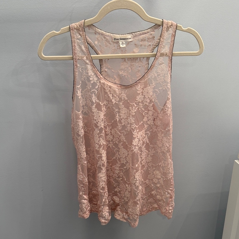 Pink Lace Tank Top